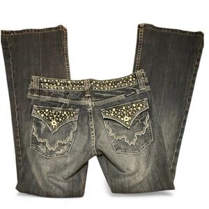 Miss Me Jeans With Crystal and Rivet Accents Low Rise Bootcut size 28